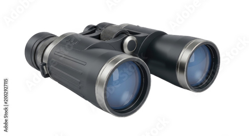 Black binoculars with silver accents and blue lenses isolated on white cutout png transparent white festive celebration event festival carnival template poster banner download 2026 2027 2028