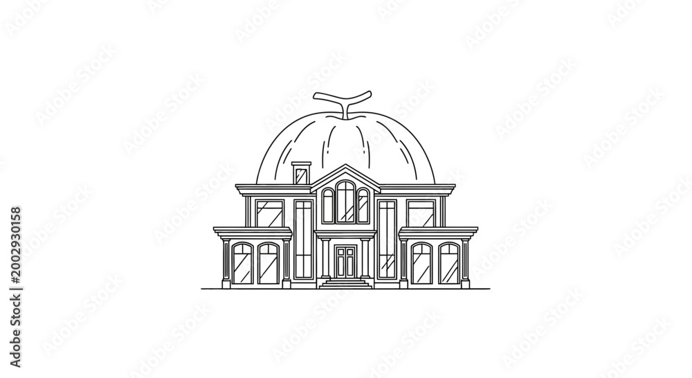 Fototapeta premium Whimsical Melon House: Creative Architecture Concept