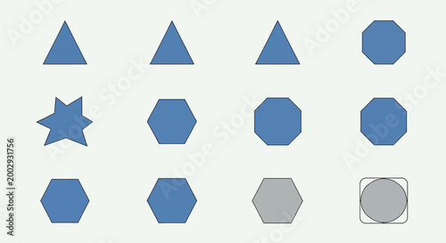 Set of Geometric Shapes and Polygons for Graphic Design