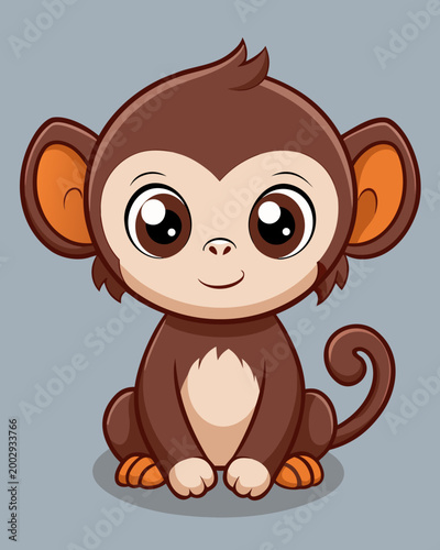 Baby monkey sitting with large round eyes vector art