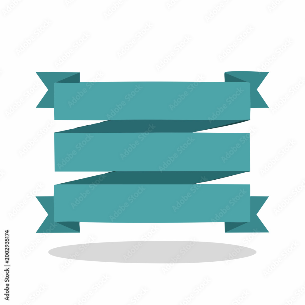 Fototapeta premium Teal Ribbon Banner with Shadow