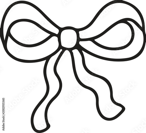 Simple hand drawn ribbon bow line art illustration