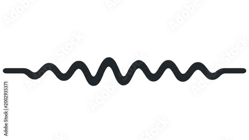 A simple, abstract black wavy line representing a sound wave or signal on a white background.
