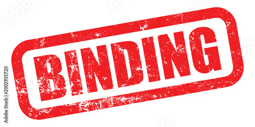 A red rubber stamp vector with the word 'BINDING' prominently displayed in bold red letters isolated on white background