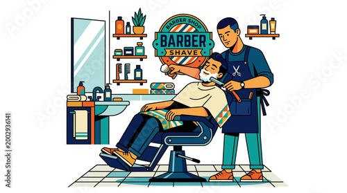 Man getting a haircut by barber.