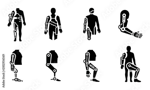 Set of Bionic Prosthetic Limb and Body Part Vector Icons