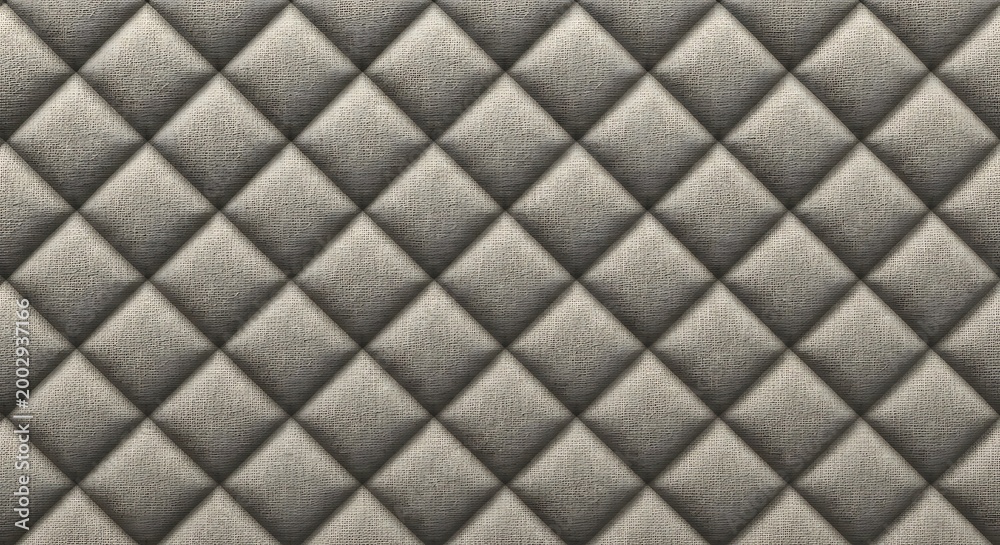 Obraz premium Quilted fabric texture with diamond pattern in neutral beige and grey tones