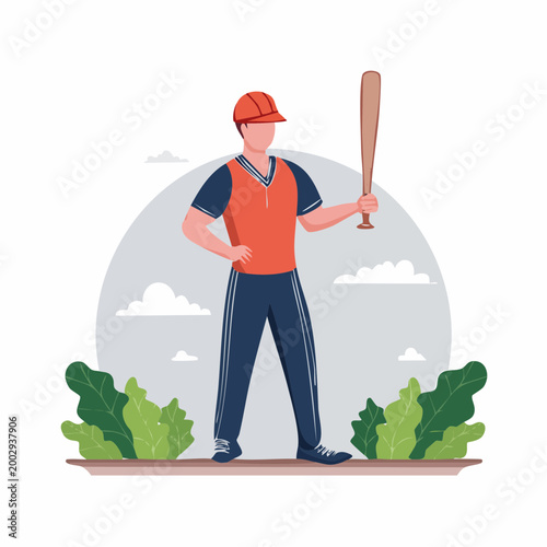 Baseball Player with Bat