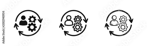 Photos Process management icon set, workflow and human resources symbol, efficiency vec