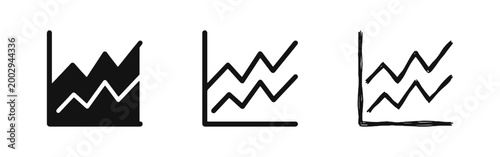 Business Growth Data Analytics Icon Set - Statistical Chart Symbols in Solid, Outline, and Hand-Drawn Styles