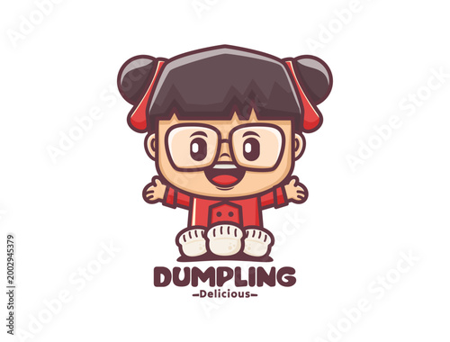 Cute cartoon chef with dumpling