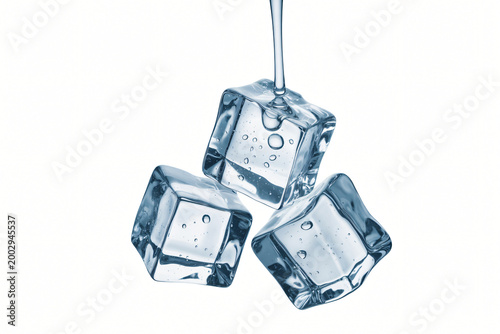 Ice cubes hanging cold frozen clear water blocks concept, Suspended ice cubes cooling frozen crystal element, Clear ice cubes hanging refreshing cold concept