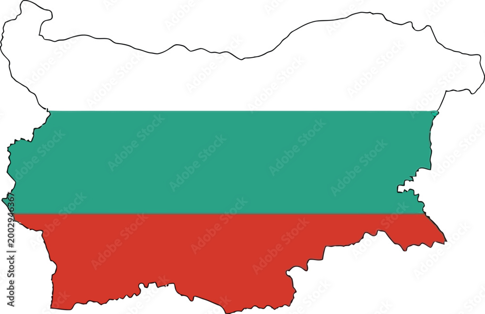 Obraz premium Bulgaria map with national flag design isolated on white background, bulgaria