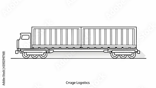 Vector illustration of a freight train car or cargo wagon for logistics and transportation services, side view of a rail transport vehicle