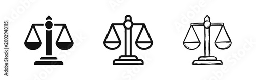 Justice scales of balance icon set for law and legal equality