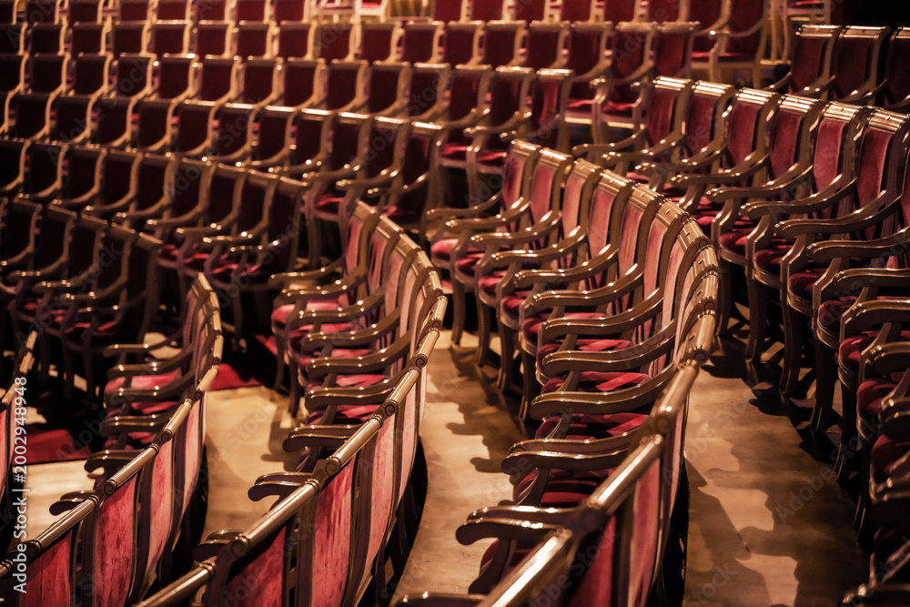 Fototapeta premium Empty rows of theatre seats in a classical hall