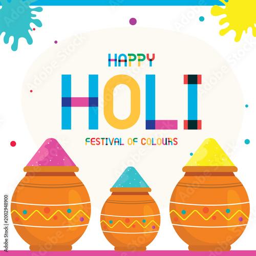 Vibrant Holi Festival Colors Celebration Vector Illustration 
