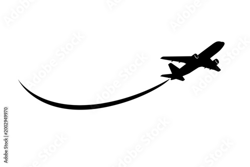 Modern graphic airplane taking flight, symbolizing the thrill of global air travel, exciting departures, and boundless journey exploration