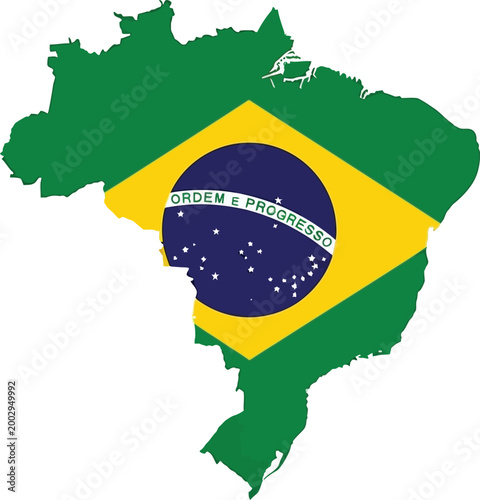 Brazil map silhouette with national flag illustration south america national