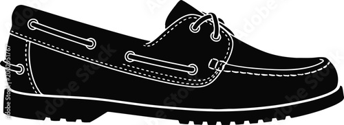 Classic Black Leather Boat Shoe Silhouette.