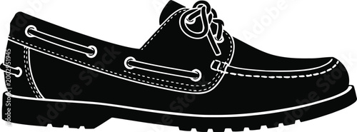 Classic Black Leather Boat Shoe Silhouette.