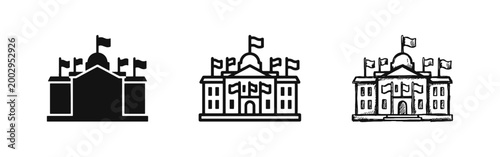 Government Building University Icon - Architecture with Flags and Dome