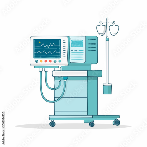 Medical Ventilator Machine with Monitor and IV Pole