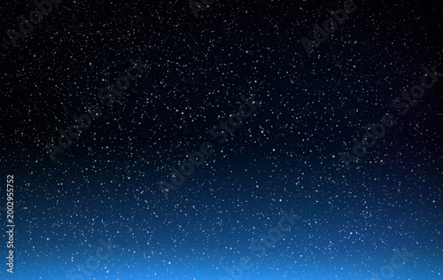 Perfect starry night sky background with black blue gradient - outer space vector background
