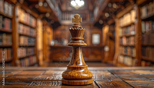 Wooden knight on chessboard