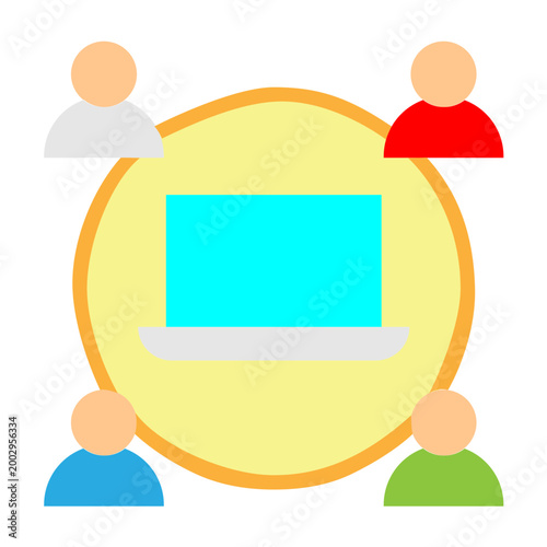 Remote Team Vector Flat Icon Design