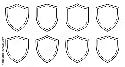 shield, outline, icon, security, badge, emblem, protection, logo, defense, symbol, guard, safety, heraldic, vector, graphic, design, collection