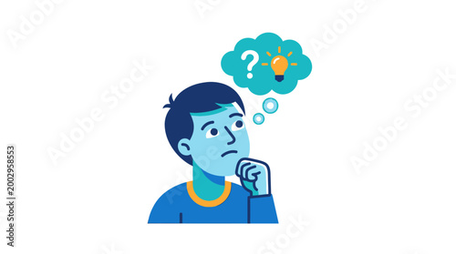 Man thinking with question mark above.