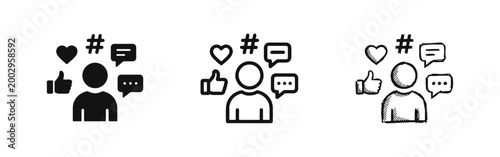 Social Media Influencer and Digital Engagement Icon Set