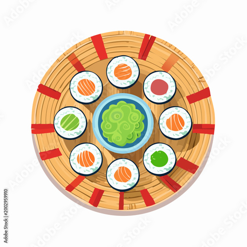 Assortiment de maki variés sur plateau en bois