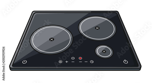 Modern induction hob with three cooking zones and touch controls
