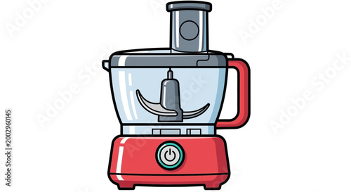 Red Food Processor Kitchen Appliance with Blades