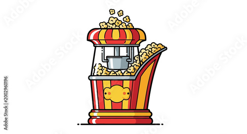 Retro Popcorn Machine Filled with Popcorn