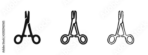 Medical Surgical Scissors and Hemostat Icon Set for Healthcare Illustration