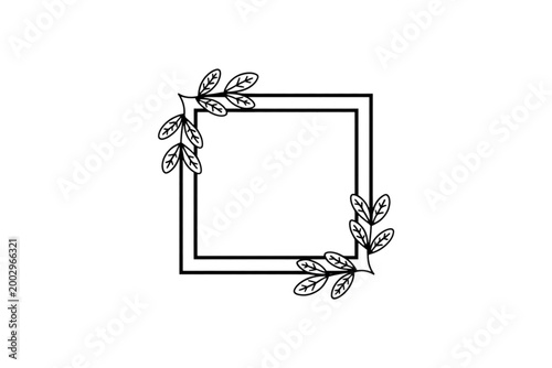 Tableau sur toile Minimalist decorative frame with leafy vine pattern border Vector