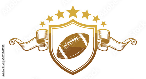 American Football Shield Emblem Logo.