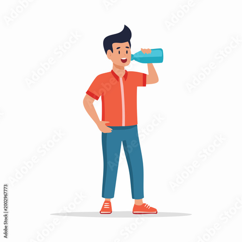 Man drinking water from a bottle
