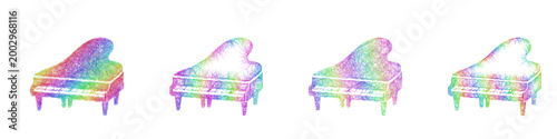 Rainbow sketch piano icon design set