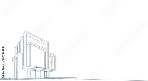 Obraz Minimalist Architectural Sketch of a Modern Building Structure