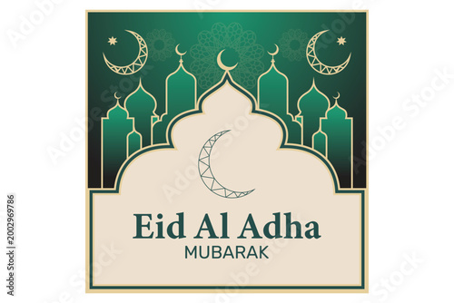 Eid al Adha Mubarak Islamic Greeting Card Illustration