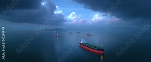 Freight ships congestion fills the Malacca Strait heightening anxiety in global shipping.