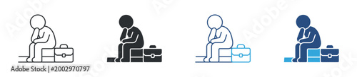 Unemployed person icon set. jobless and financial hardship concept. waiting and job search symbol. vector illustration.