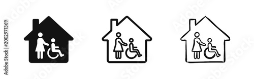 Home Care and Disability Accessibility Icons with Wheelchair