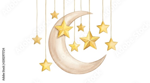 Dreamy crescent moon and stars clip art celestial graphics for ramadan islamic designs and magical illustrations