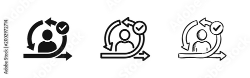 Agile Sprint Management Icon Set with User and Progress Arrow