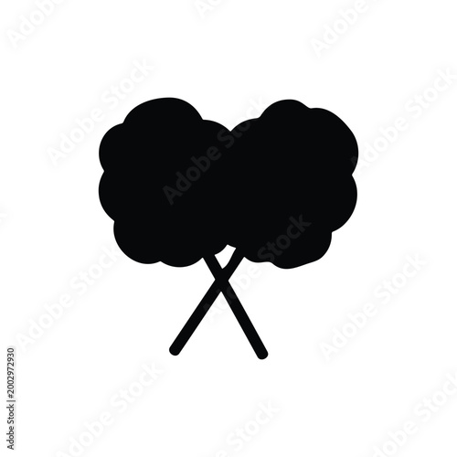 Two fluffy sticks of cotton candy silhouette icon vector flat design.